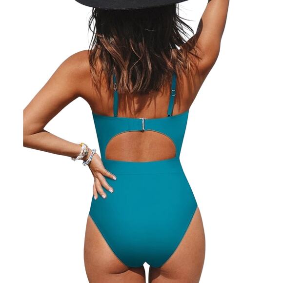 Cupshe Teal Blue  One Piece Swimsuit Woman Size Large - Picture 4 of 8